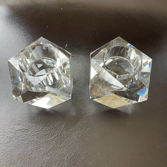 2 x Rosenthal Germany Crystal Votive Candle Holder Carlyle Clear Faceted - Picture 2 of 10